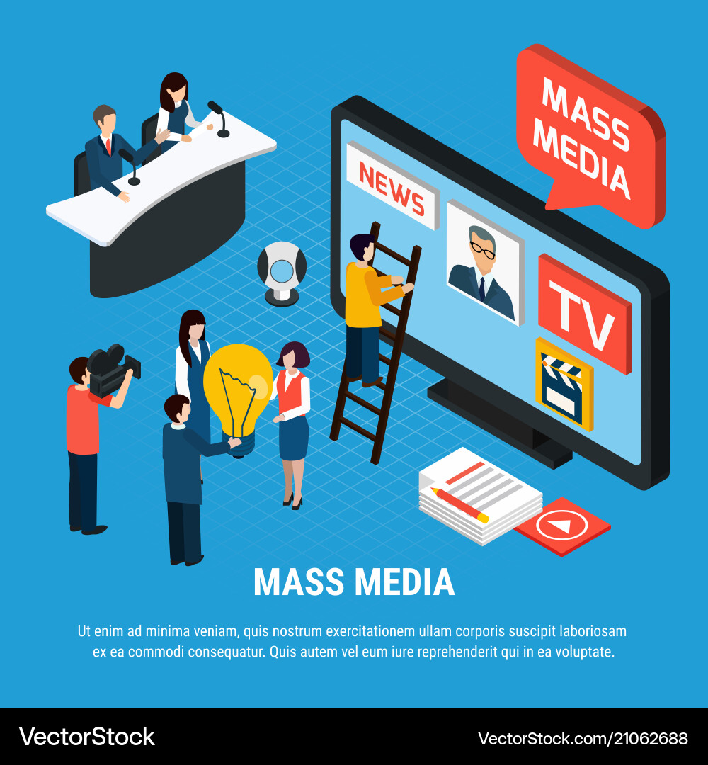 Nachrichtenagentur isometrischer Hintergrund Nachrichtenagentur isometrischer Hintergrund vektorbild