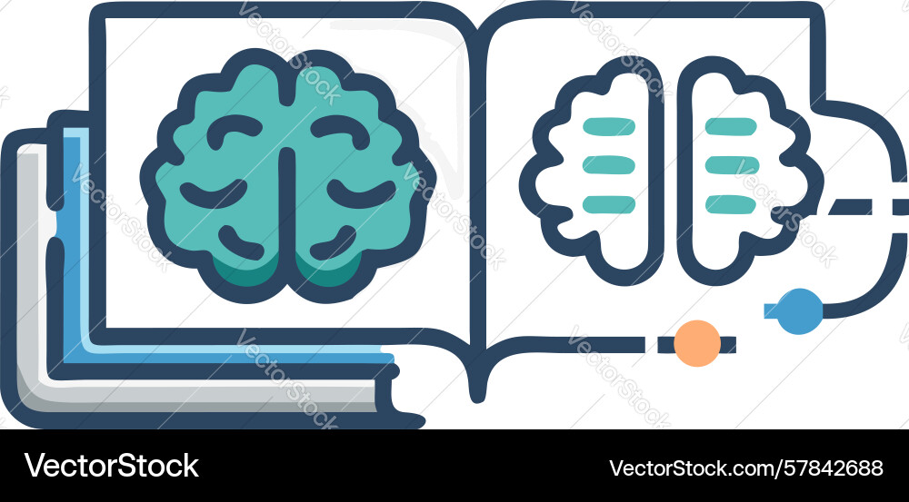 Open brain book cognitive learning and memory vector image
