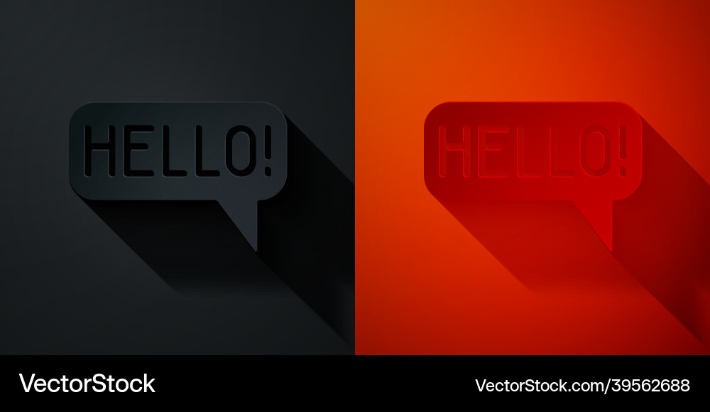 Paper cut hello in different languages icon Paper cut hello in different languages icon vector image