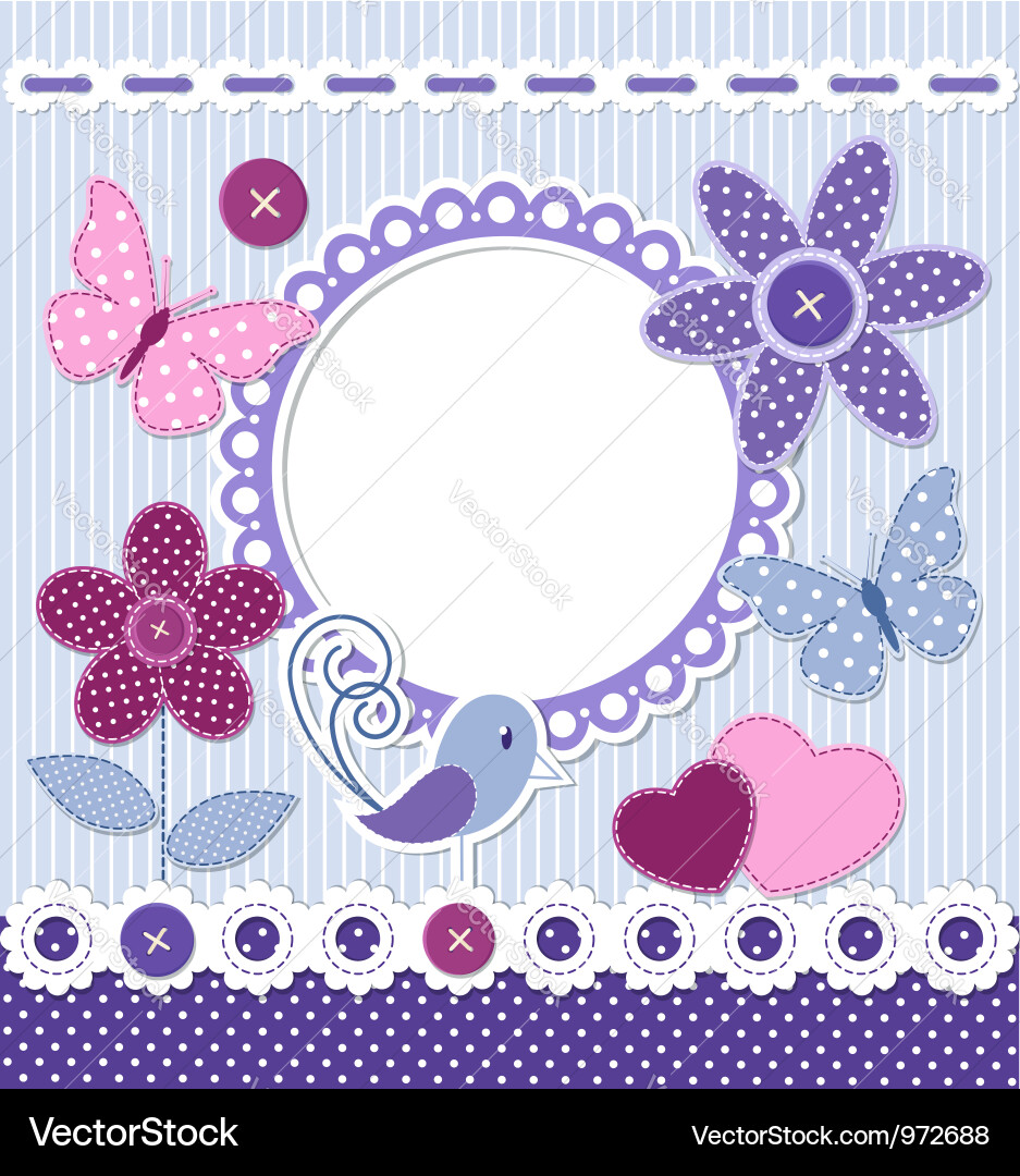 Retro Floral Scrapbook Elements Vector Image