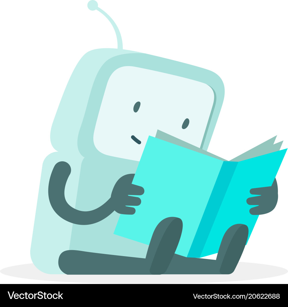 Robot Reading Instruction Manual vector image