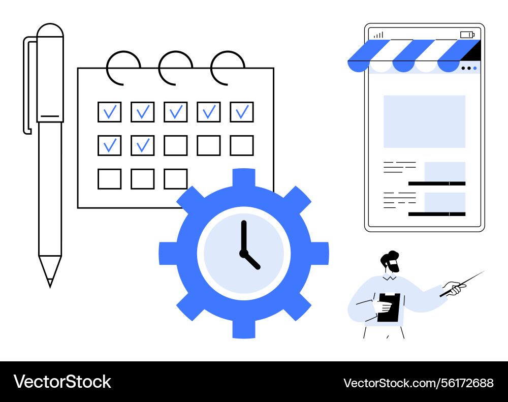 Scheduling and time management with calendar Scheduling and time management with calendar vector image