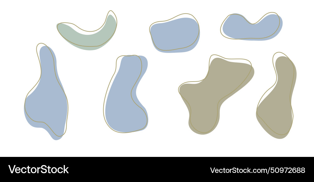 Set of organic irregular blob shapes with stroke Set of organic irregular blob shapes with stroke vector image