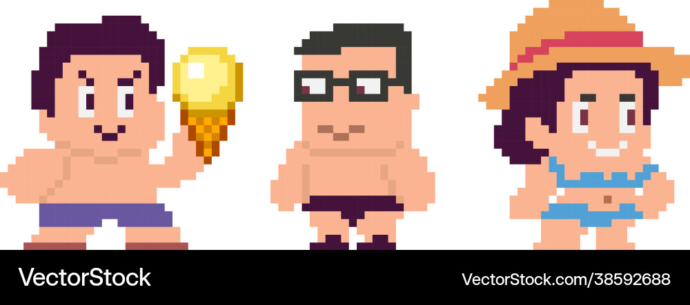 Set pixel characters in art style Set pixel characters in art style vector image
