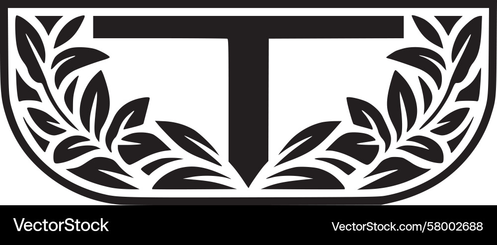 Sophisticated Laurel Initial Monogram Vector Image