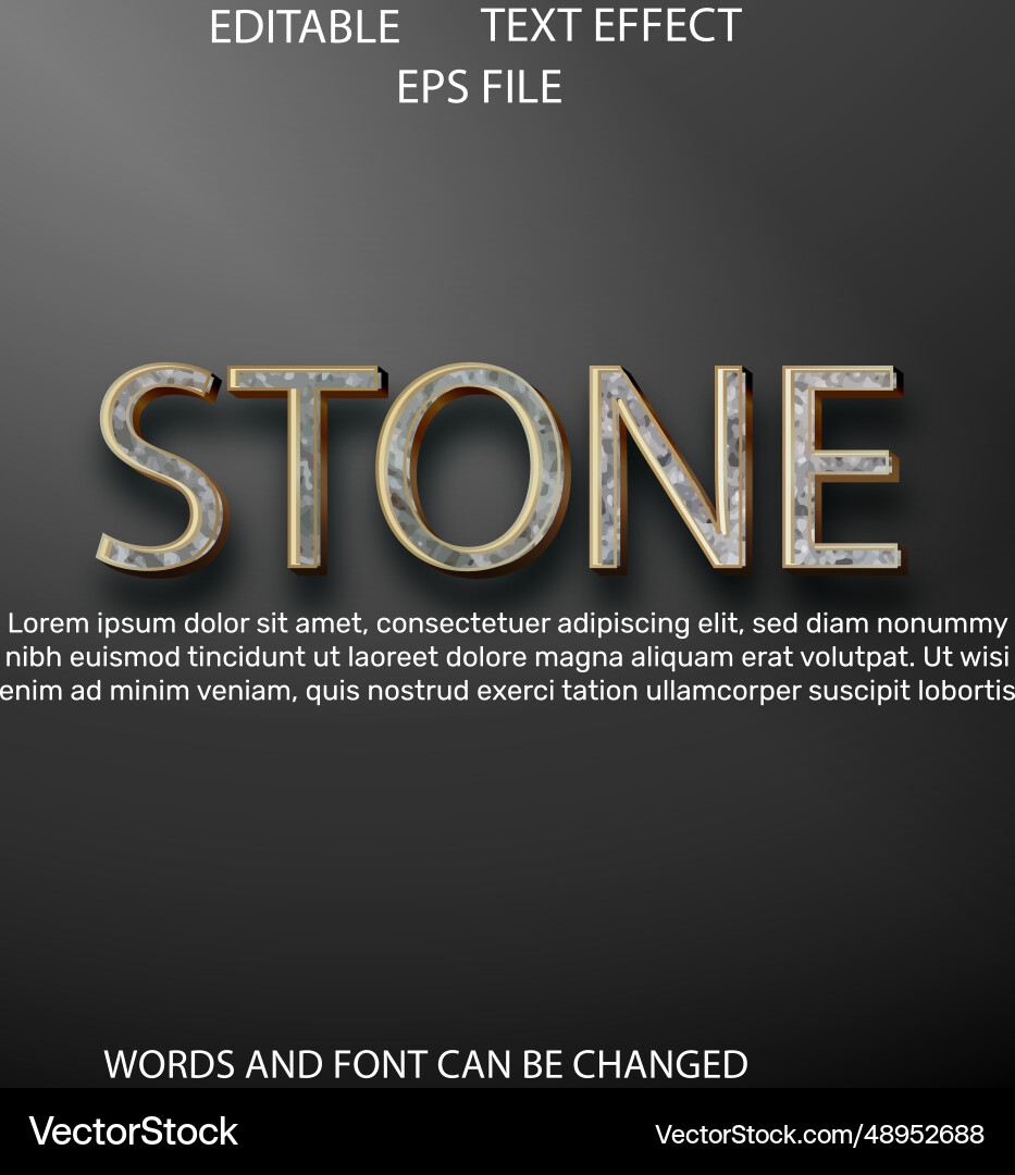 Stone text effect font editable typography 3d Stone text effect font editable typography 3d vector image