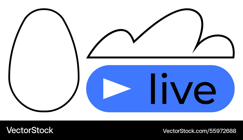 Streaming concept with live button egg shape Streaming concept with live button egg shape vector image
