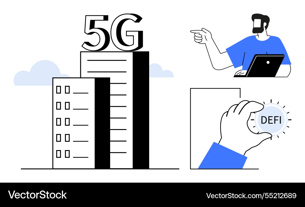 Advanced technology concepts with 5g building Advanced technology concepts with 5g building Vector Image