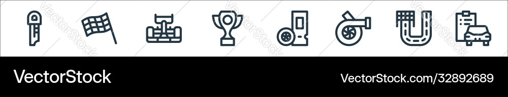 Auto racing line icons linear set quality Auto racing line icons linear set quality vector image