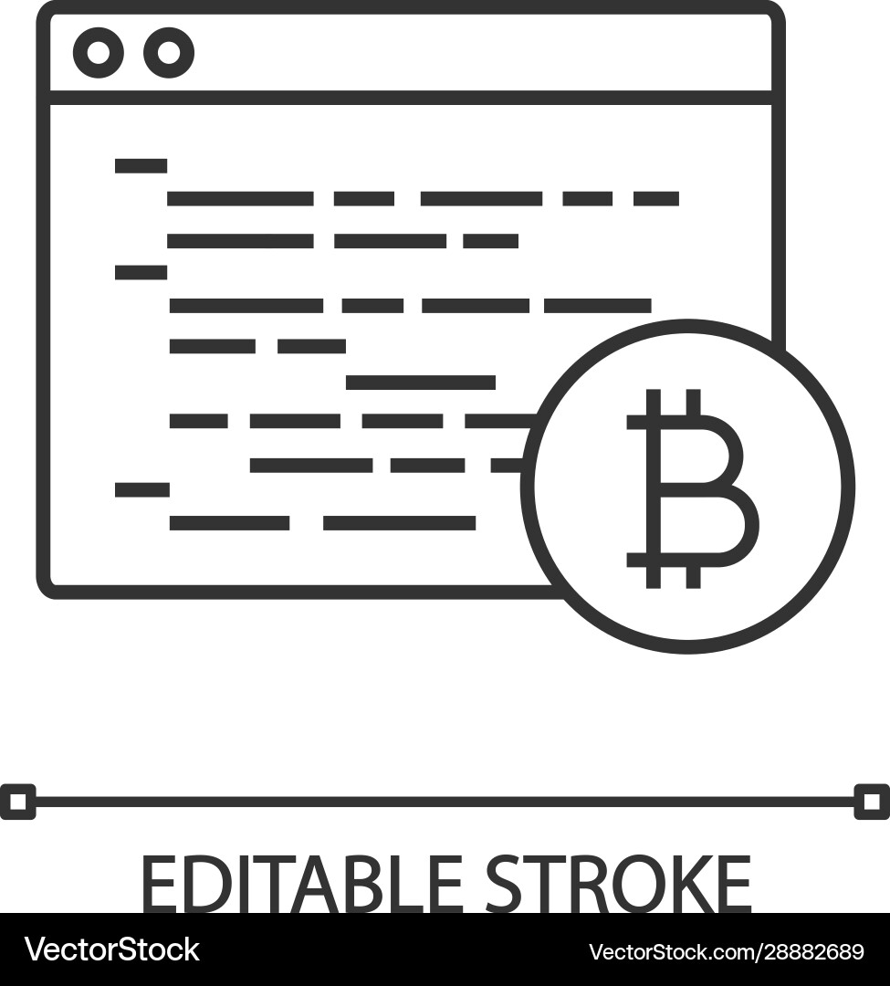 Bitcoin mining software linear icon Bitcoin mining software linear icon vector image