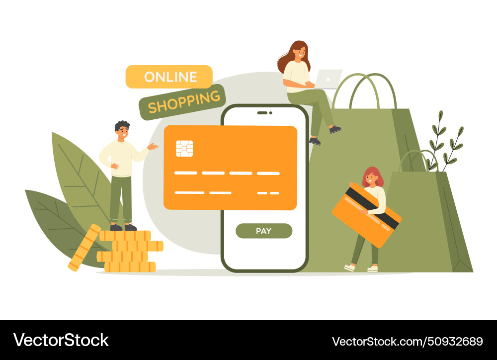 Character make online order from store using Vector Image