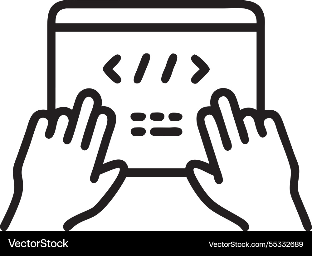 Closeup coding screen woman hands html Vector Image