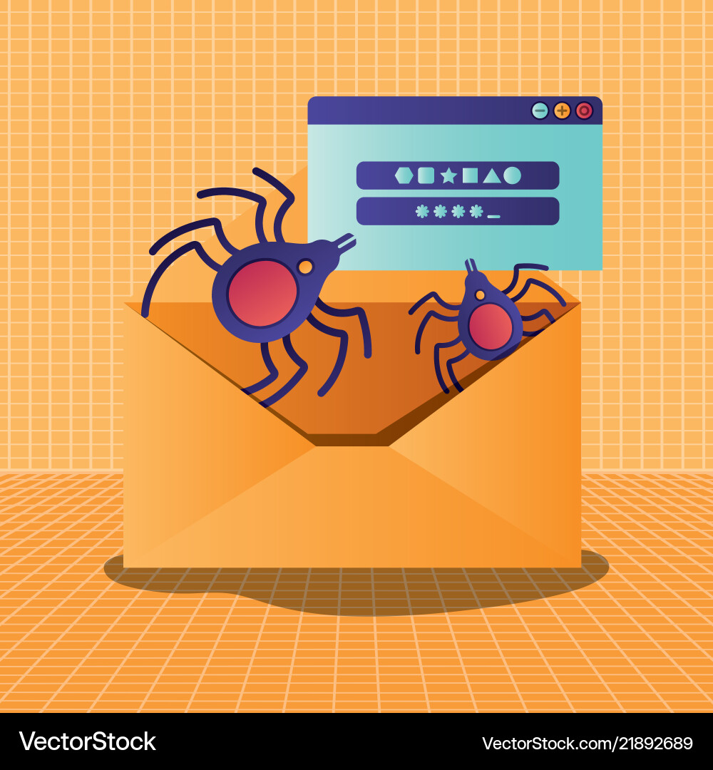 Cyber security with envelope vector image