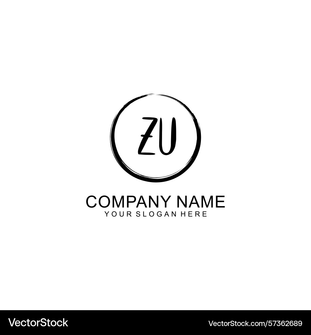 Handwritten zu initial logo with circle Handwritten zu initial logo with circle Vector Image