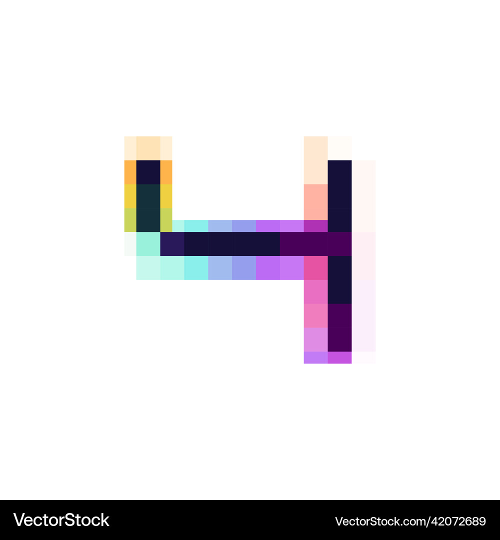 Hologram number four with glitch distorted pixel Hologram number four with glitch distorted pixel vector image