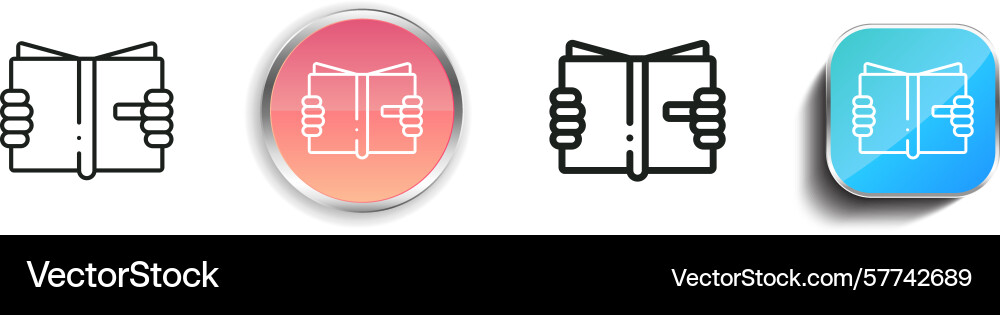 Reading icon thin linear regular and button style vector image