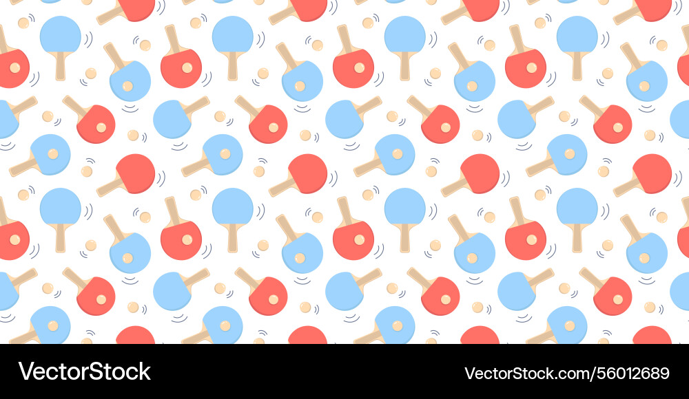 Repeating seamless print with rackets and a ping Vector Image