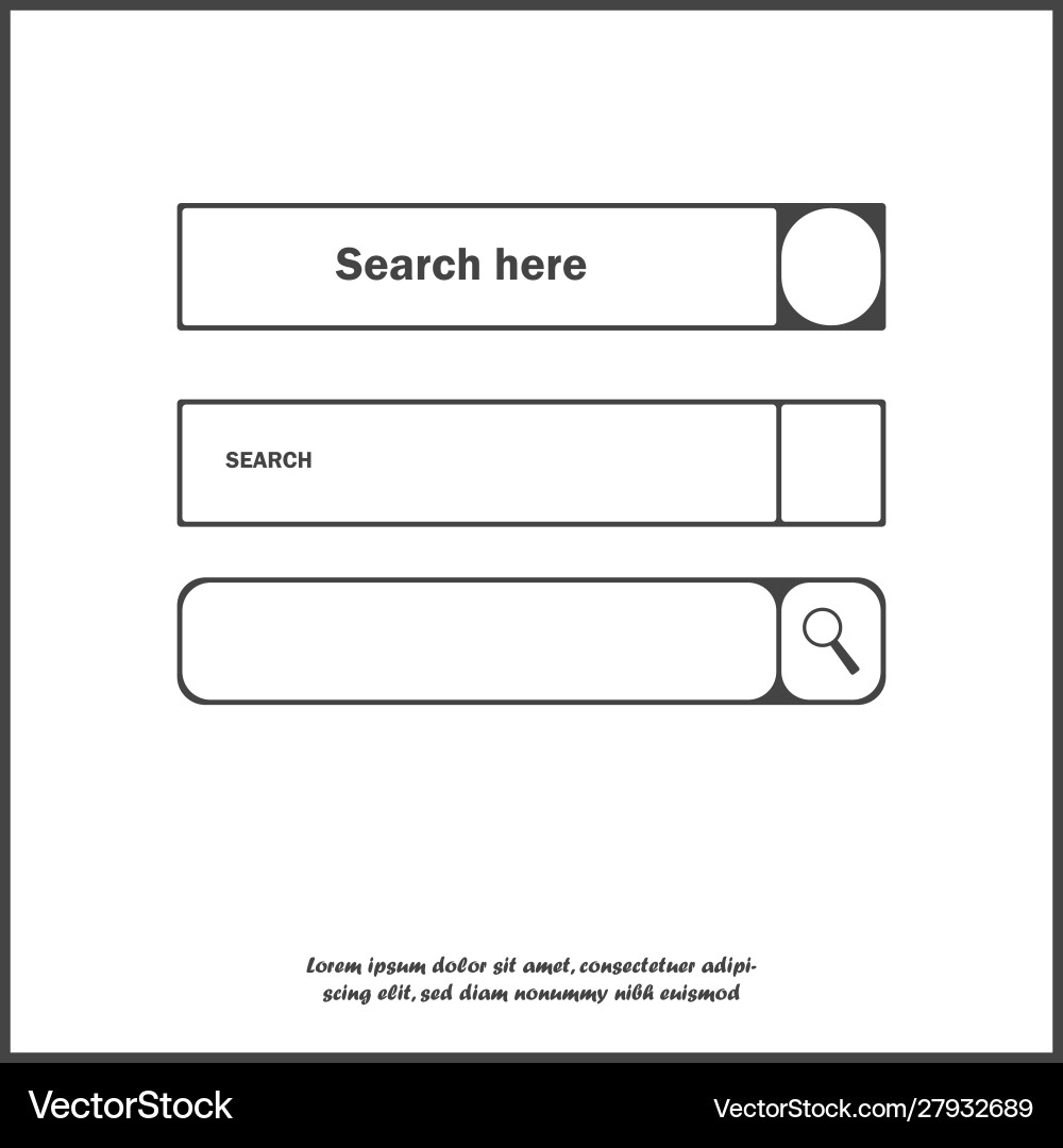 Set interface design elements with search bar vector image