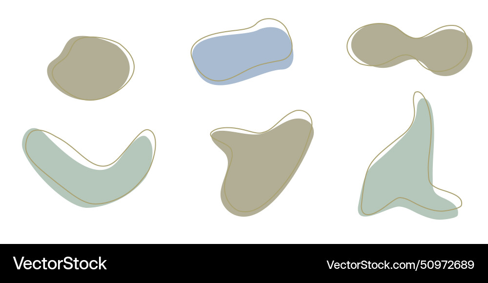 Set of organic irregular blob shapes with stroke Set of organic irregular blob shapes with stroke vector image