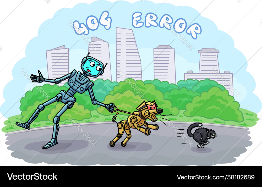 Web page template error 404 android robot dog Web page template error 404 android robot dog vector image