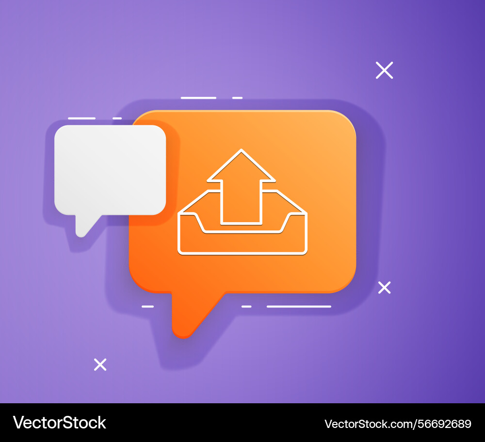 White upload inbox icon isolated on purple White upload inbox icon isolated on purple vector image
