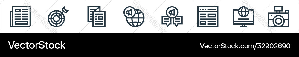 Advertisement line icons linear set quality Advertisement line icons linear set quality vector image