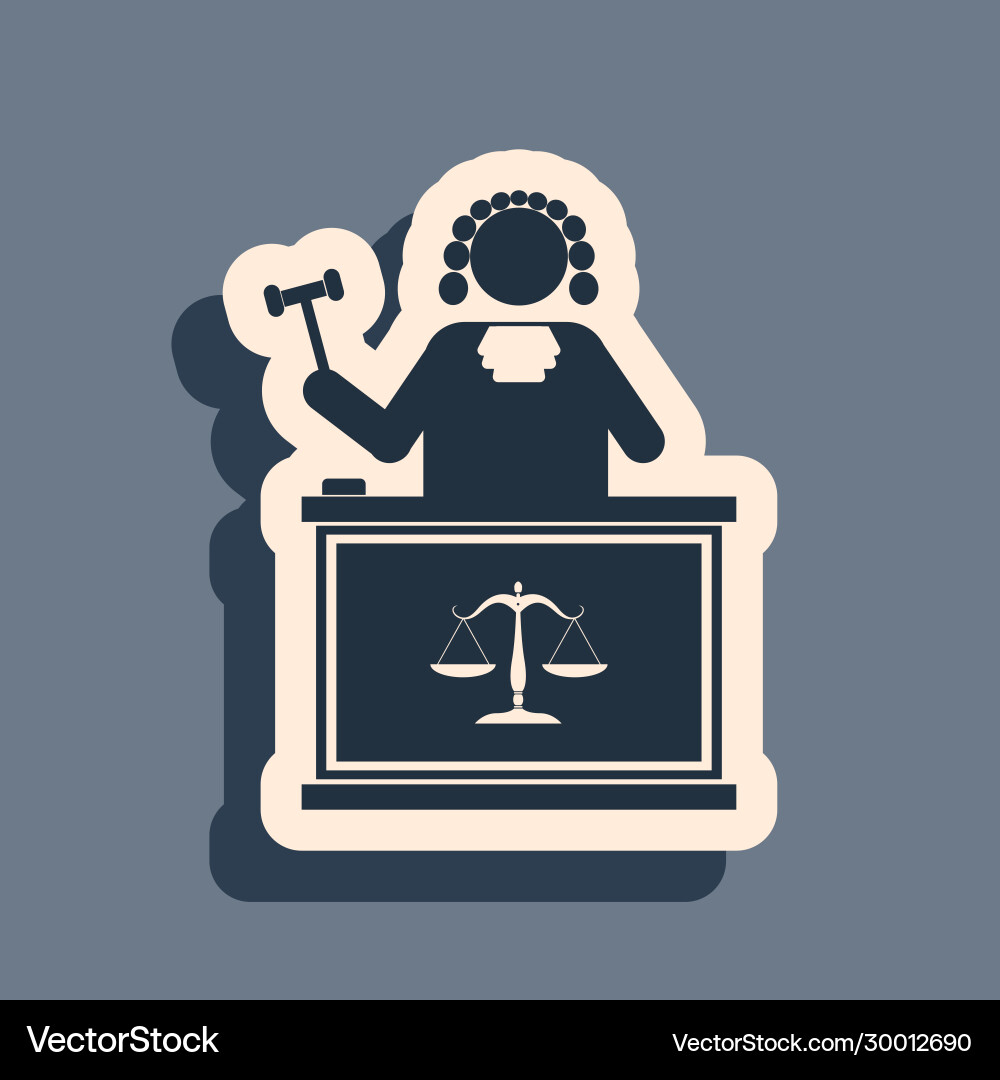 Black judge with gavel on table icon isolated Black judge with gavel on table icon isolated vector image