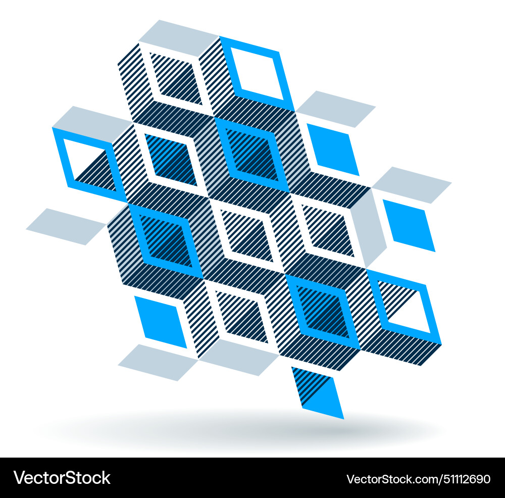Blue abstract geometric background with cubes Vector Image