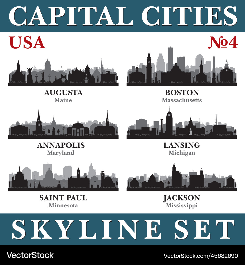 Capital cities skyline set usa part 4 Capital cities skyline set usa part 4 vector image