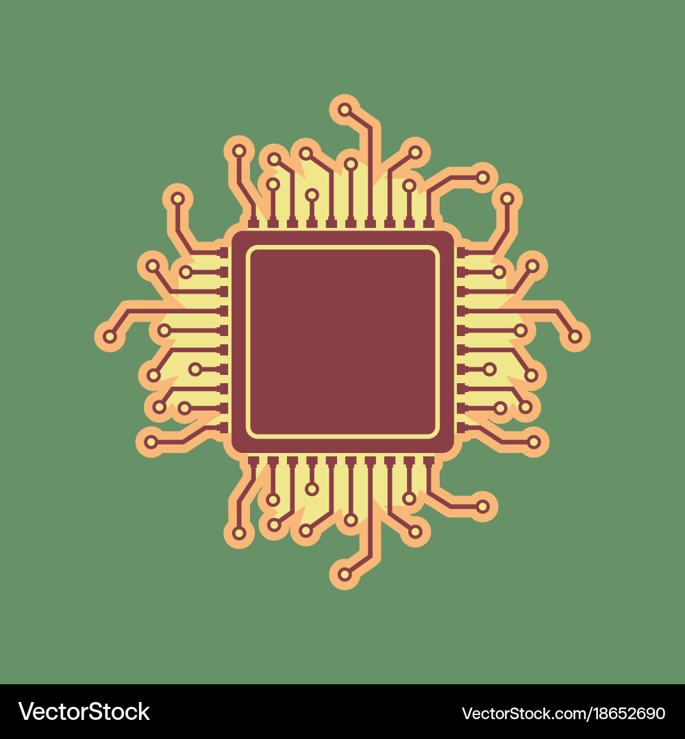 Cpu microprocessor cordovan vector image