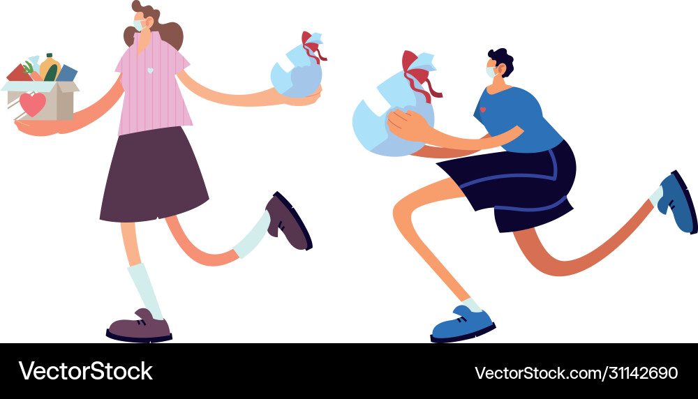 Delivery couple on way to customer Vector Image