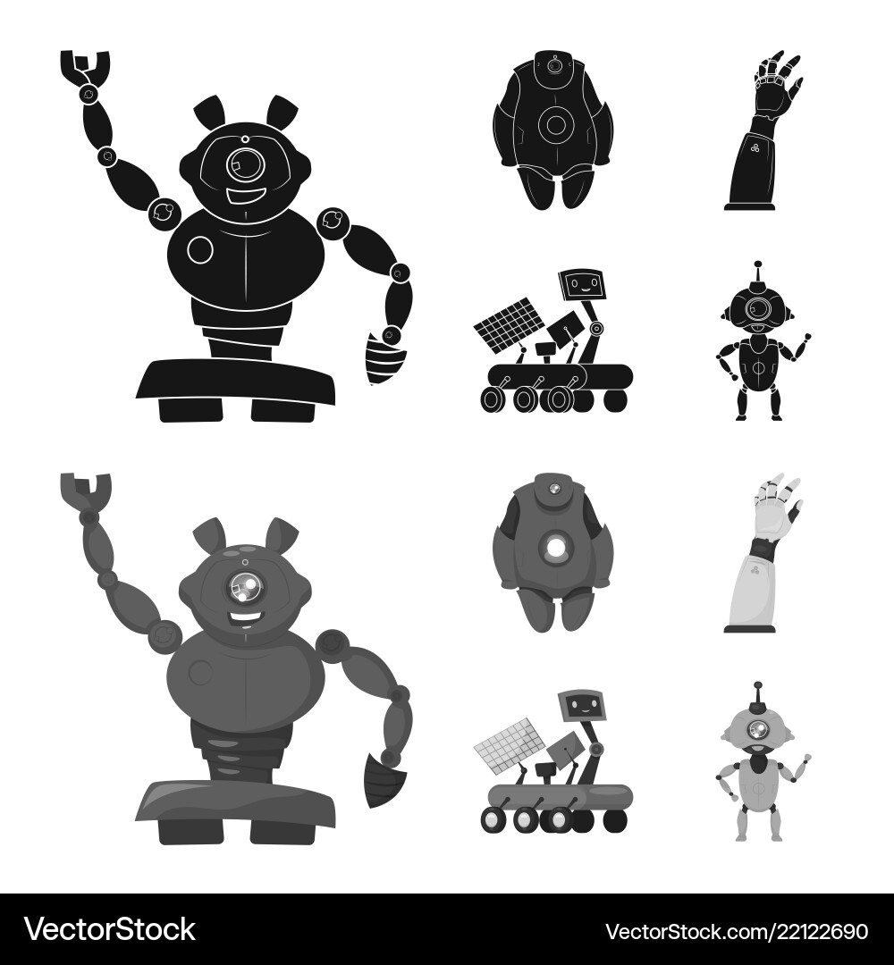 Design of robot and factory sign set Design of robot and factory sign set vector image