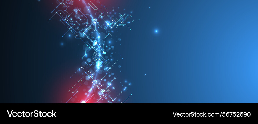 Digital circuit visualization background neon Digital circuit visualization background neon vector image
