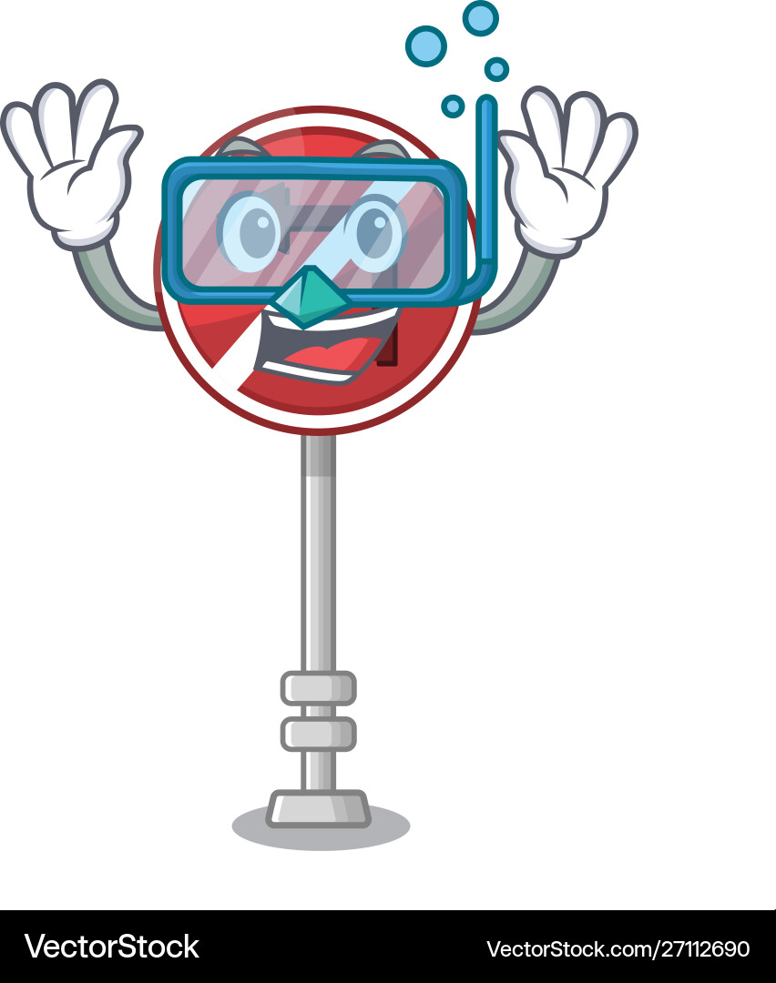Diving no left turn isolated with character Diving no left turn isolated with character Vector Image
