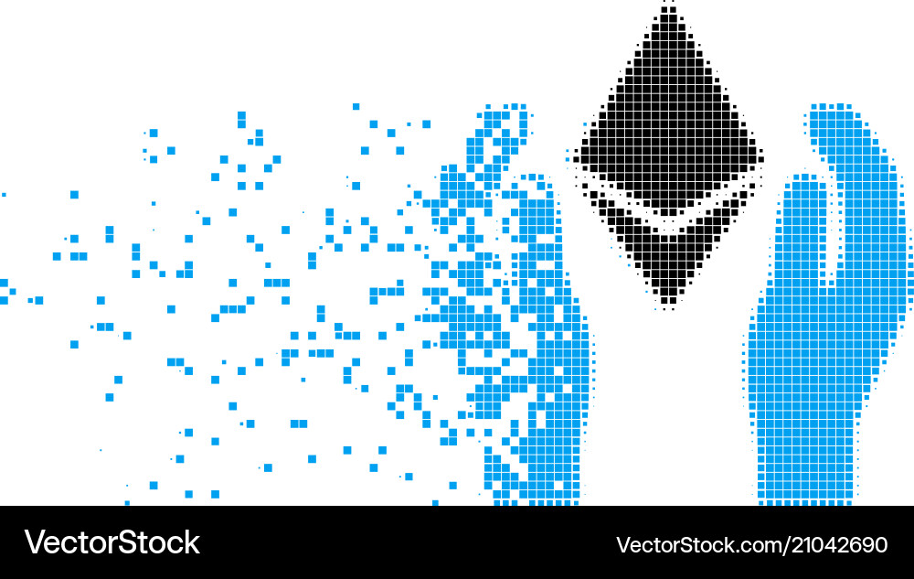Ethereum Disintegration Pixel Icon vector image