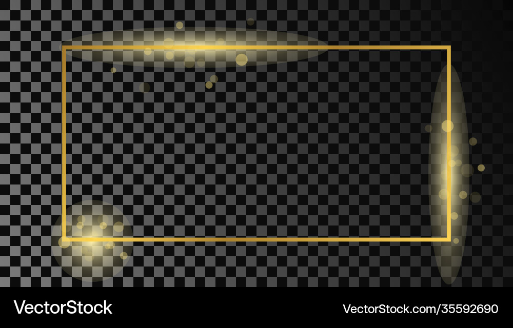 Gold glowing rectangular shape frame Gold glowing rectangular shape frame vector image