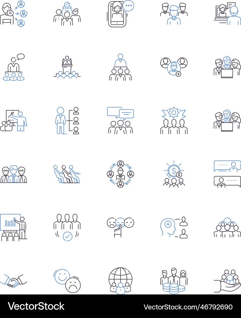 Group line icons collection unity diversity Group line icons collection unity diversity vector image