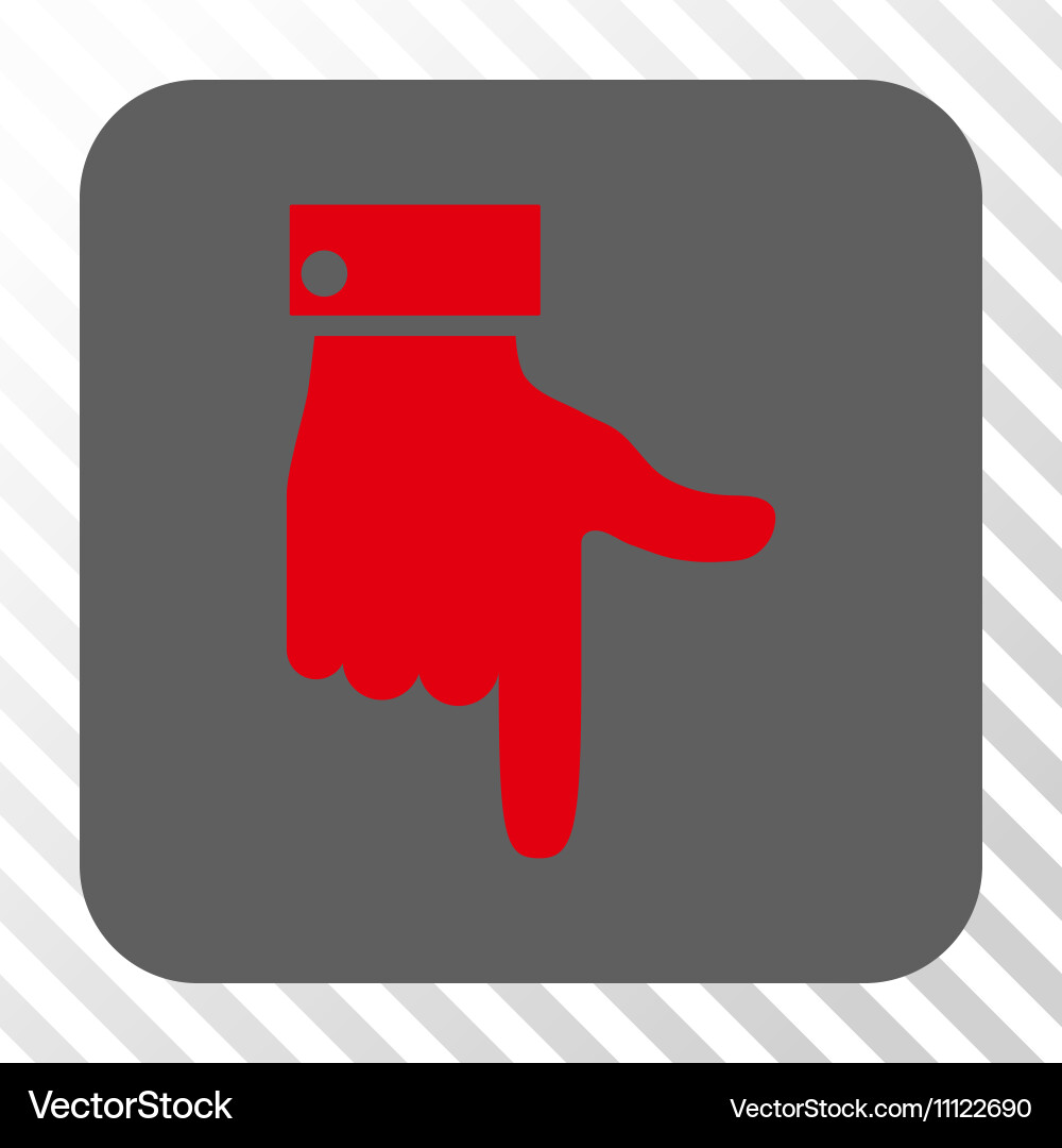 Hand pointer down rounded square button Vector Image
