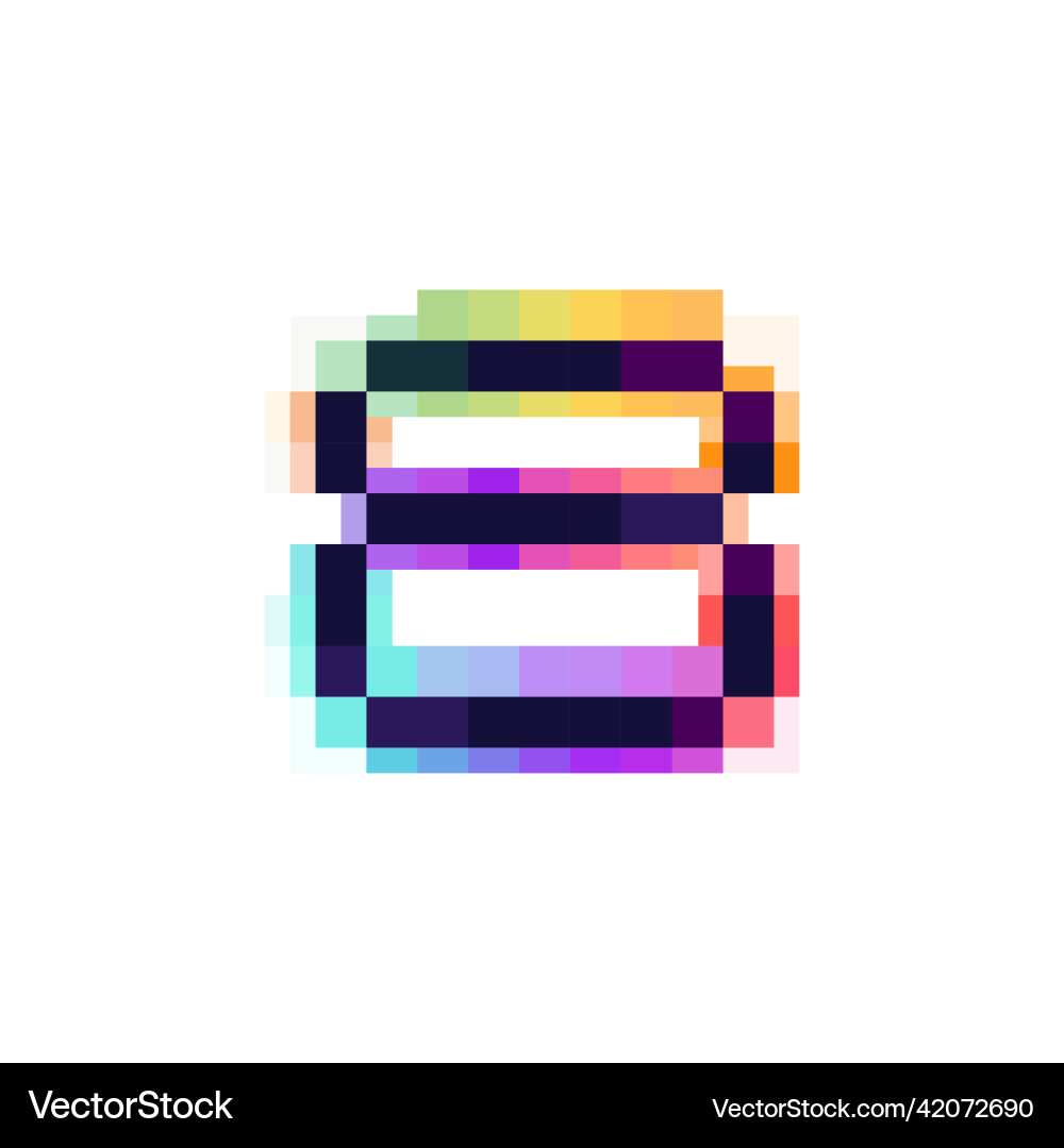 Hologram number eight with glitch distorted pixel Hologram number eight with glitch distorted pixel vector image
