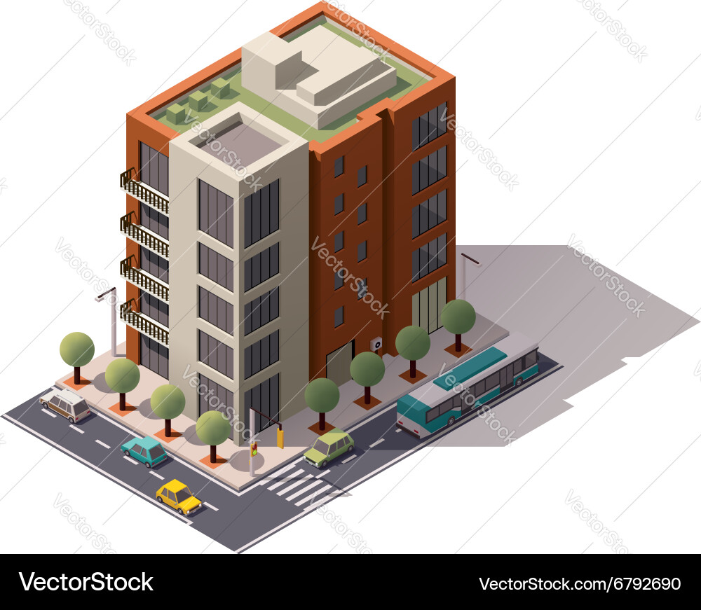 Isometric building Royalty Free Vector Image - VectorStock
