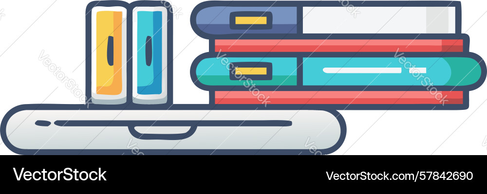 Laptop with books digital learning study setup Vector Image