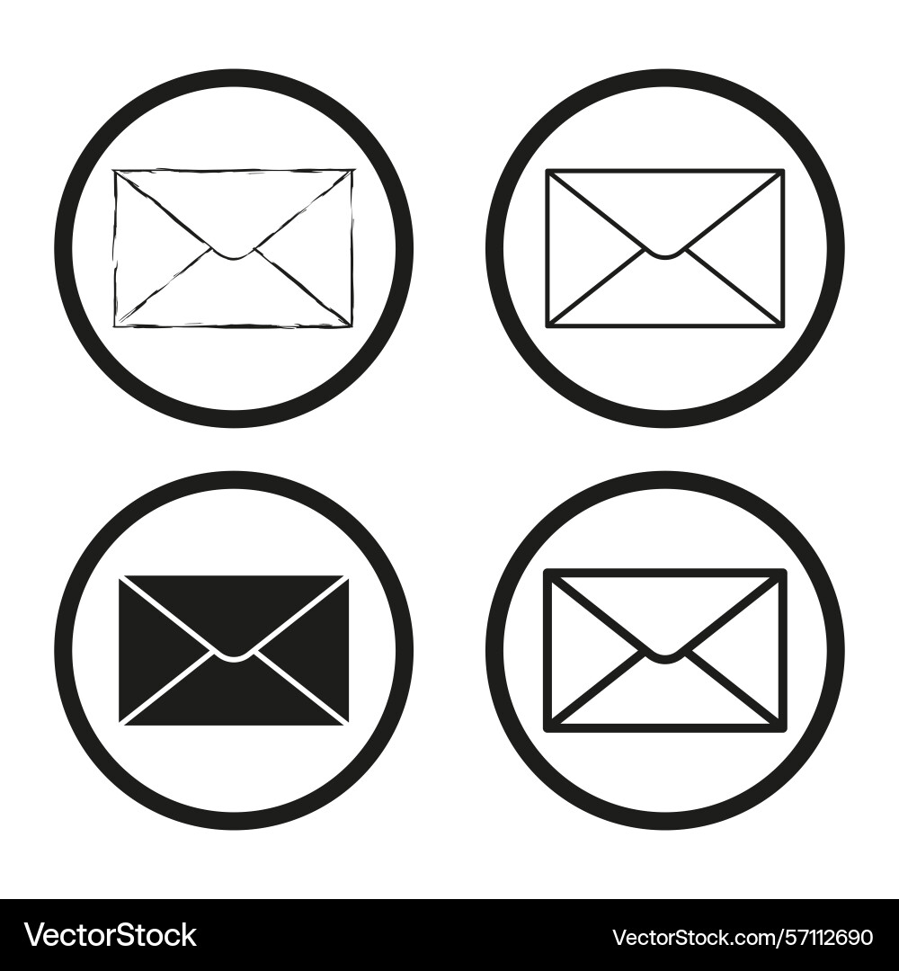 Mail envelope icons circular message symbols open Mail envelope icons circular message symbols open vector image