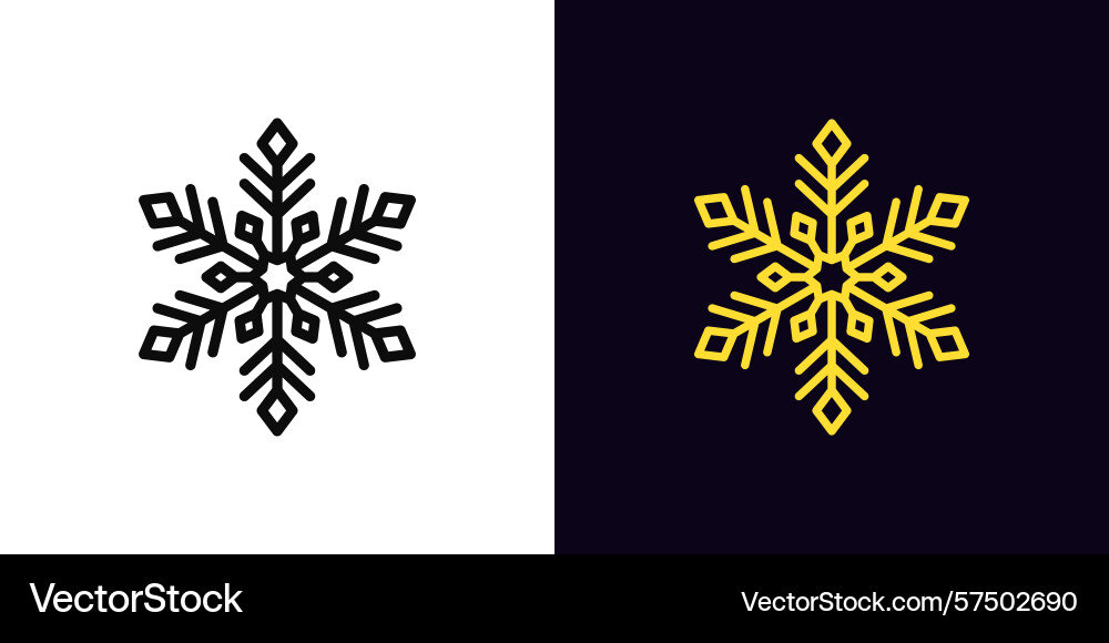 Outline snowflake icon with editable stroke Vector Image