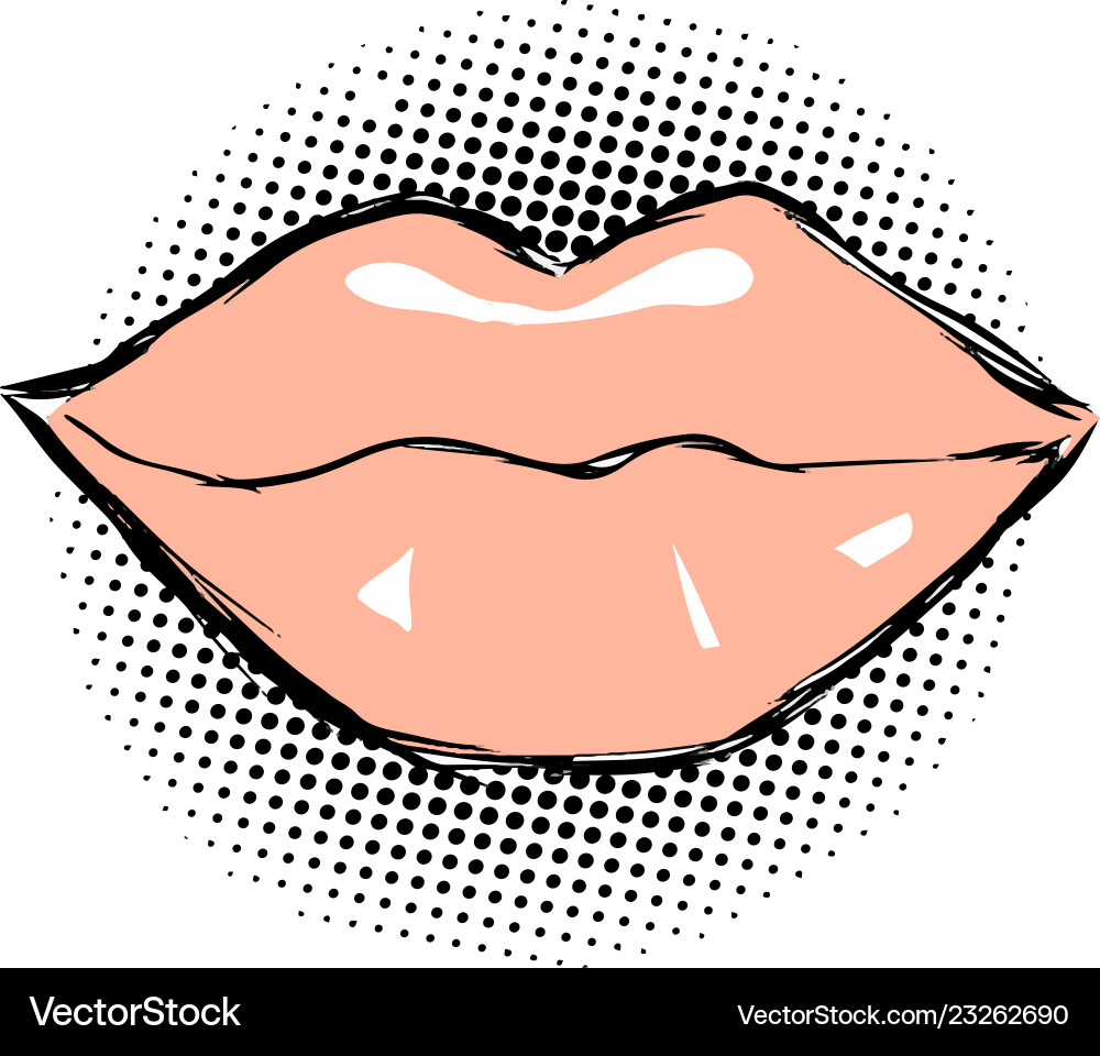 Pink lips in pop art Pink lips in pop art vector image