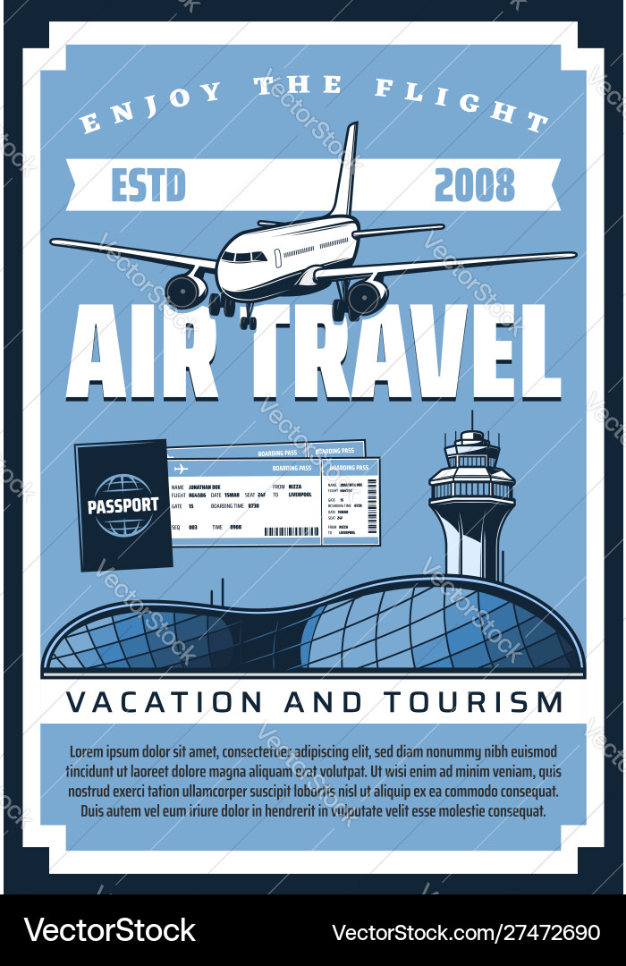Plane airport tickets and passport air travel Plane airport tickets and passport air travel vector image