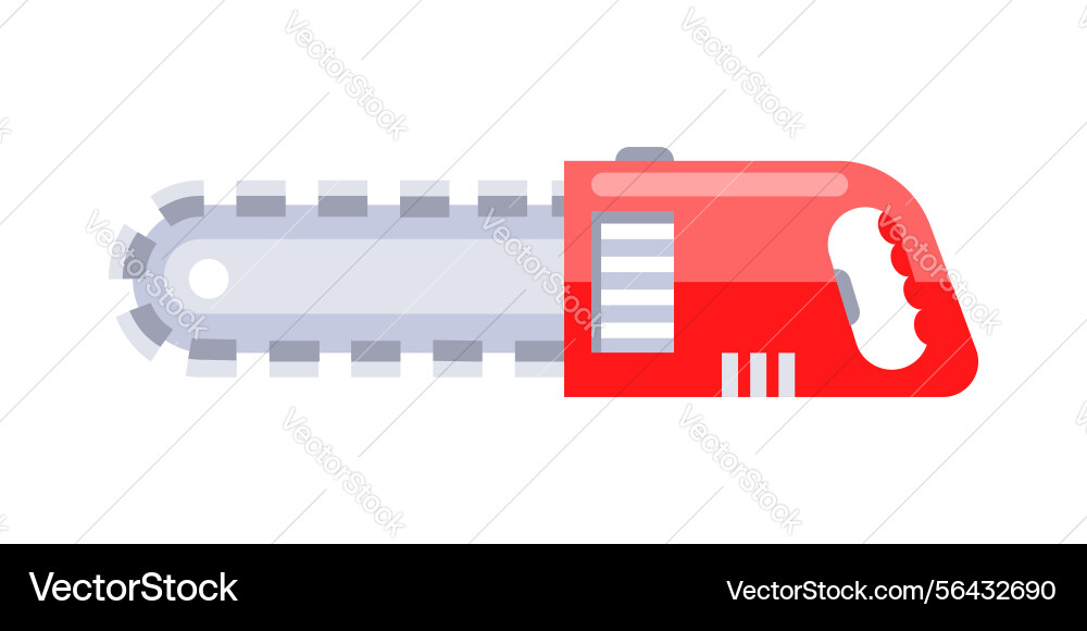 Red chainsaw with sharp chain is ready for cutting Vector Image