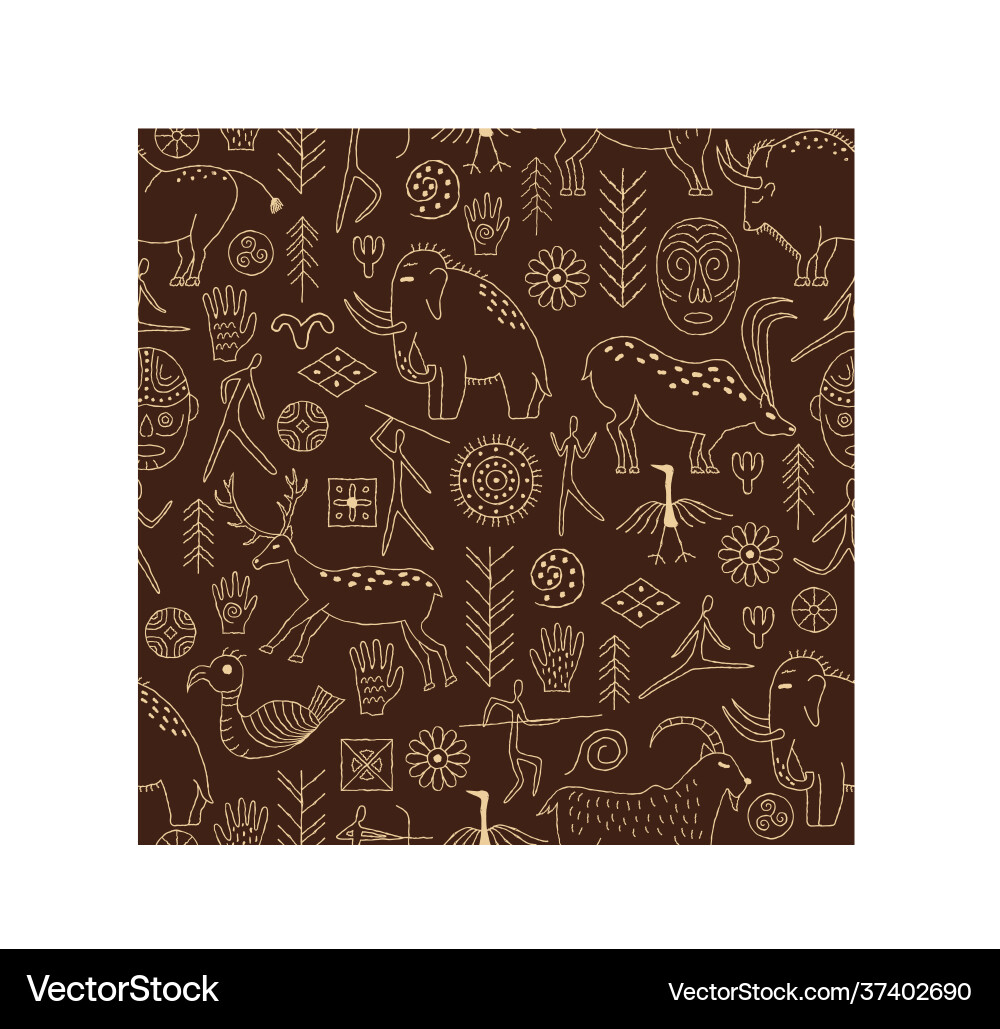 Seamless pattern with decorative elements and man Vector Image