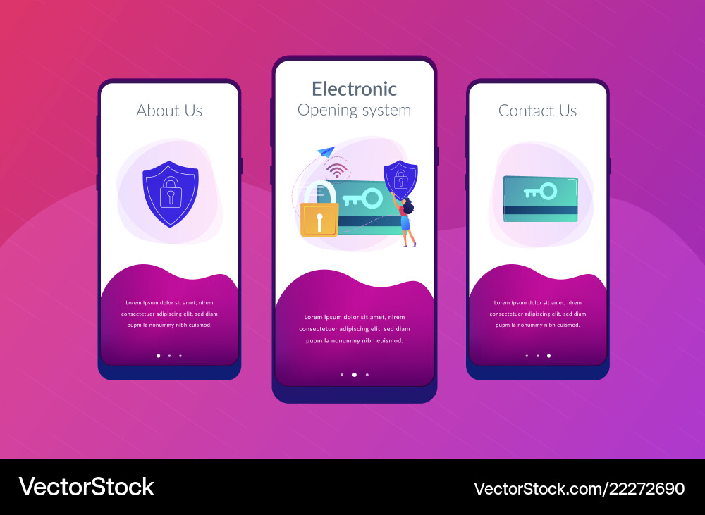 Security access card app interface template vector image