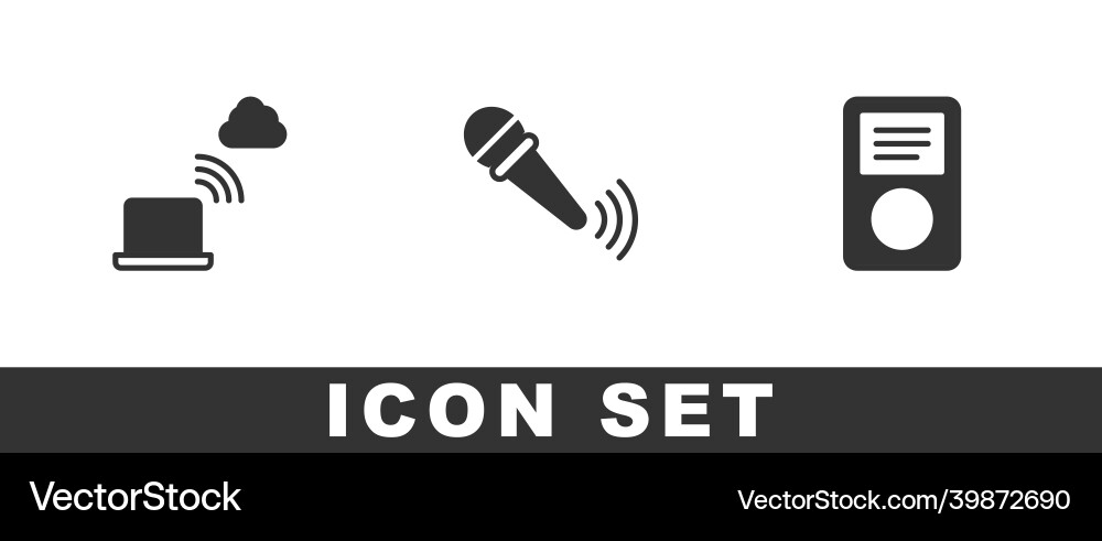 Set network cloud connection wireless microphone Set network cloud connection wireless microphone vector image