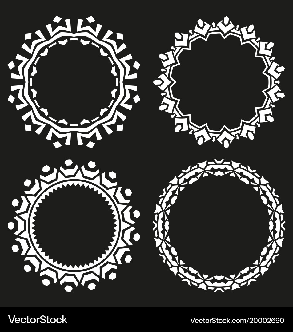 Set of round frames on a black background vector image